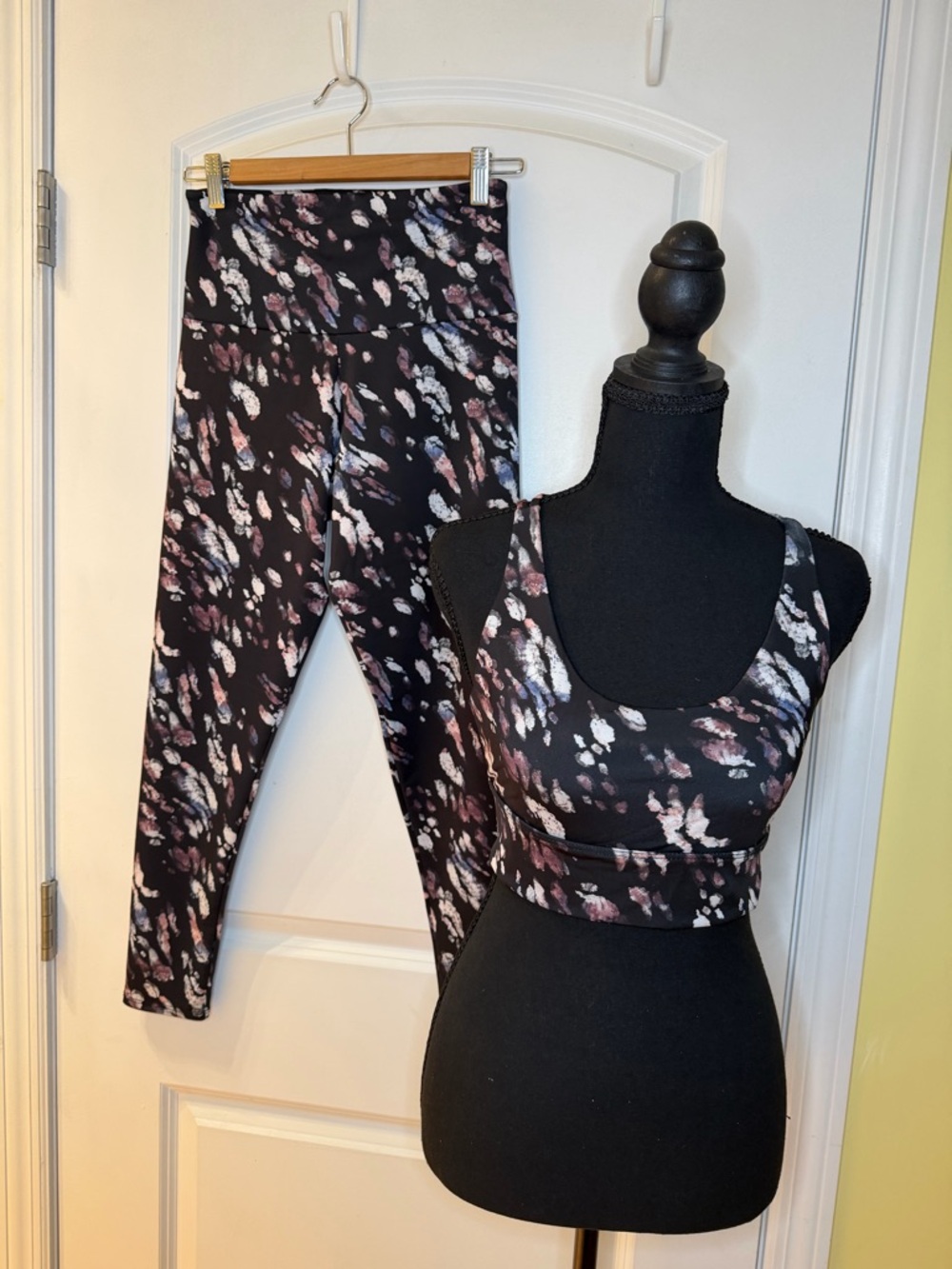 Onesies Black Sports Set with Pink and Lavender Abstract Print size M/L